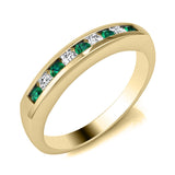 9ct Gold Channel Set Diamond and Sapphire / Ruby / Emerald Ring Band
