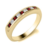 9ct Gold Channel Set Diamond and Sapphire / Ruby / Emerald Ring Band