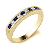 9ct Gold Channel Set Diamond and Sapphire / Ruby / Emerald Ring Band