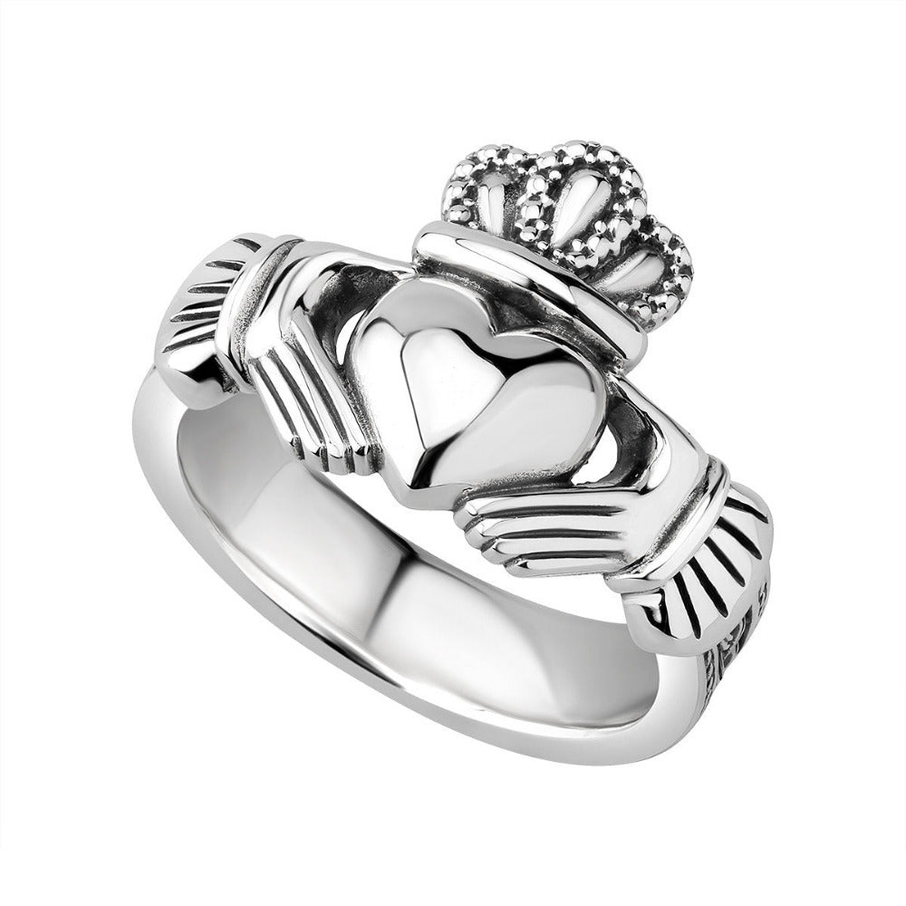 Sterling Silver Heavy Celtic Claddagh Mens Ring – Bannon Jewellers