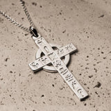 History of Ireland Sterling Silver Large Cross Necklace