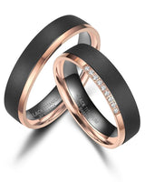 Black Titanium & Rose Gold PVD Edge 5mm Ladies Ring