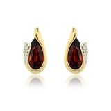 9ct Gold Diamond and Garnet Earrings