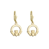 14ct Gold Claddagh Drop Earrings