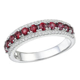 18ct White Gold Diamond and Ruby / Sapphire / Emerald Ring Band