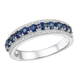 18ct White Gold Diamond and Ruby / Sapphire / Emerald Ring Band