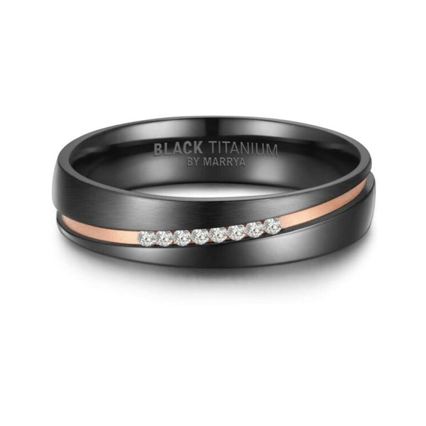 Black Titanium & Rose Gold 4.5mm Ladies Ring