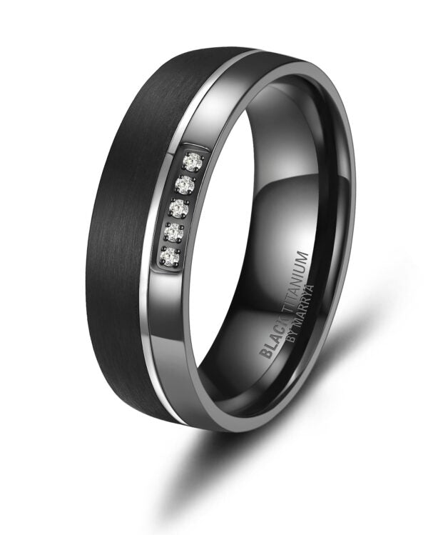 Black Titanium Polished and Matted Finish 6mm Ladies Ring