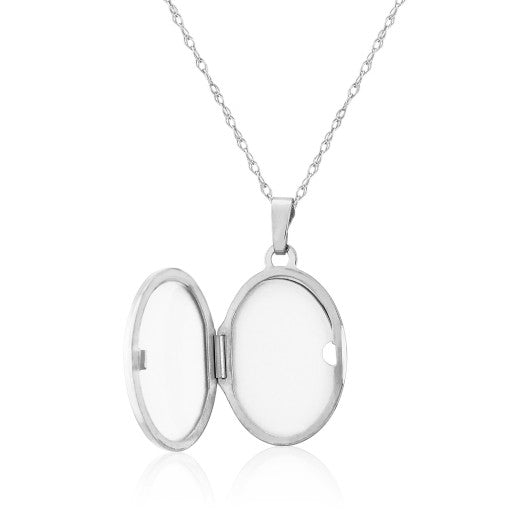 Sterling Silver Mother of Pearl Oval Locket Necklace