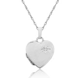 Sterling Silver Diamond Heart Locket Necklace