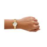 Fossil Everett Quartz Gold Steel White Mother of Pearl Dial 26mm ES5501