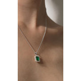 Carat London Sterling Silver Eton Green Cubic Zirconia Necklace