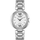 Citizen Capella Eco-Drive Silver Steel White Dial Diamond Bezel 34mm Watch EX1500-52A