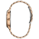 Citizen Silhouette Crystal Eco-Drive Rose Gold Steel Silver Dial 36mm Watch FE7043-55A