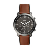 Fossil Neutra Chrono Quartz Brown Leather Gray Dial 44mm Watch FS5512