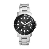 Fossil Blue Black Dial Silver Steel 42mm Watch FS6032