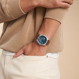 Fossil Machine Brown Leather Blue Dial 42mm Watch FS6059