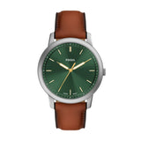 Fossil Mimimalist Quartz Green Dial Brown Leather 44mm Watch FS6094
