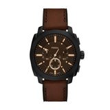 Fossil Machine Black Dial Brown Leather Strap 44mm Watch FS6101