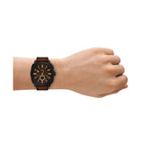 Fossil Machine Black Dial Brown Leather Strap 44mm Watch FS6101