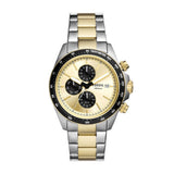 Fossil Autocross Quartz Two Tone Steel Gold Dial 42mm Watch FS6126