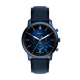 Fossil Neutra Quartz Navy Dial Navy Leather Strap 44mm Watch FS6168