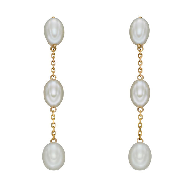9ct Gold Cultured Pearl Tier Drop Earrings