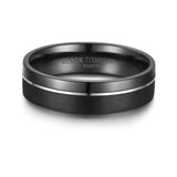 Black Titanium Polished and Matted Finish 6mm Mens Ring