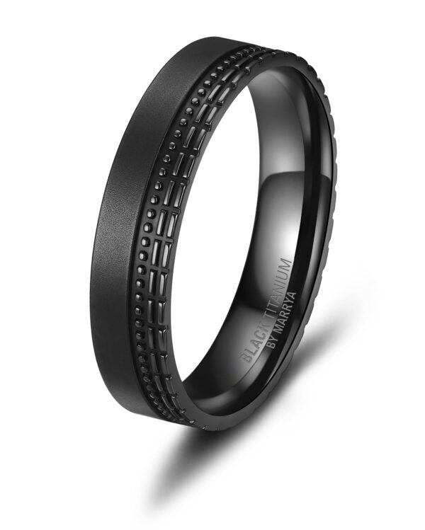 Black Titanium Matted Finish 5mm Mens Ring