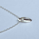 Martina Hamilton Leaf and Pearl Small Silver Necklace