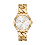 Michael Kors Quartz Slim Runway Pavé Steel Curb Link Bracelet 38mm Ladies Watch MK7474 / MK7472