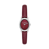 Michael Kors Maude Quartz Silver Steel Red Leather Strap 24mm Watch MK7634