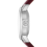 Michael Kors Maude Quartz Silver Steel Red Leather Strap 24mm Watch MK7634