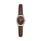 Michael Kors Maude Quartz Silver Steel Brown Leather Strap 24mm Watch MK7635