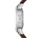 Michael Kors Maude Quartz Silver Steel Brown Leather Strap 24mm Watch MK7635