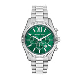Michael Kors Lexington Quartz Silver Steel Green Dial 44mm Watch MK9152