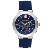 Michael Kors Billie Quartz Silver Steel Blue Silicone Strap 45mm Watch MK9254