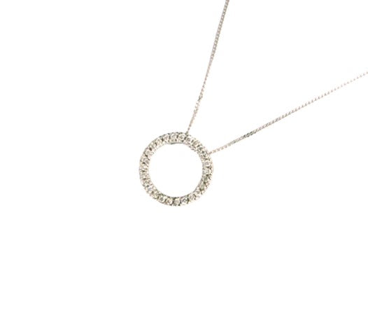 9ct White Gold Circle 0.13ct Diamond Necklace