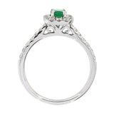 Platinum Diamond & Emerald Cluster Ring