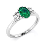 9ct Gold Diamond & Oval Emerald / Ruby / Sapphire Ring