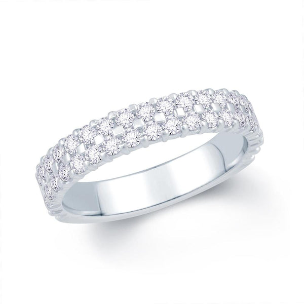 18ct White Gold Two Row Claw-Set 0.50ct Diamond Ring