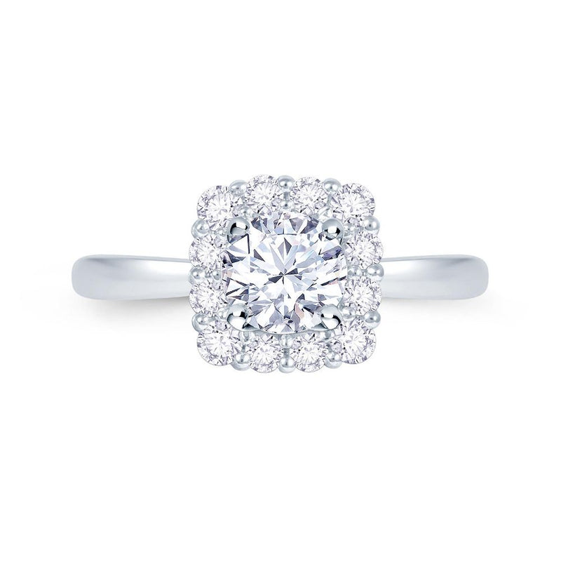 Platinum Round Cut Halo 0.95ct Diamond Engagement Ring