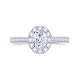 Platinum Oval Cut Halo 0.95ct Diamond Engagement Ring