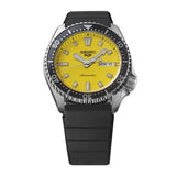 SEIKO 5 Sports SKX Automatic Silver Steel Yellow Dial Silicon Strap 42.50mm Watch SRPL87K1