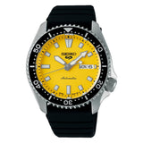 SEIKO 5 Sports SKX Automatic Silver Steel Yellow Dial Silicon Strap 42.50mm Watch SRPL87K1