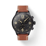 Tissot Chrono XL Classic Quartz Black Steel and Brown Leather 45mm Watch T1166173605700