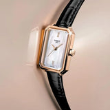 Tissot SRV Quartz Mother of Pearl Dial Black Leather Strap Rectangular Watch T1601103611300