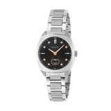 20% OFF - Gucci Interlocking Quartz Silver Steel Black Dial 29mm Watch YA142513