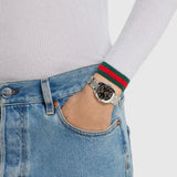 20% OFF - Gucci Interlocking Quartz Silver Steel Black Dial 29mm Watch YA142513