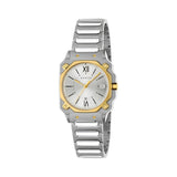 20% OFF - Gucci G-Flat Quartz Silver Tone with Yellow Gold PVD 30mm Watch YA166506
